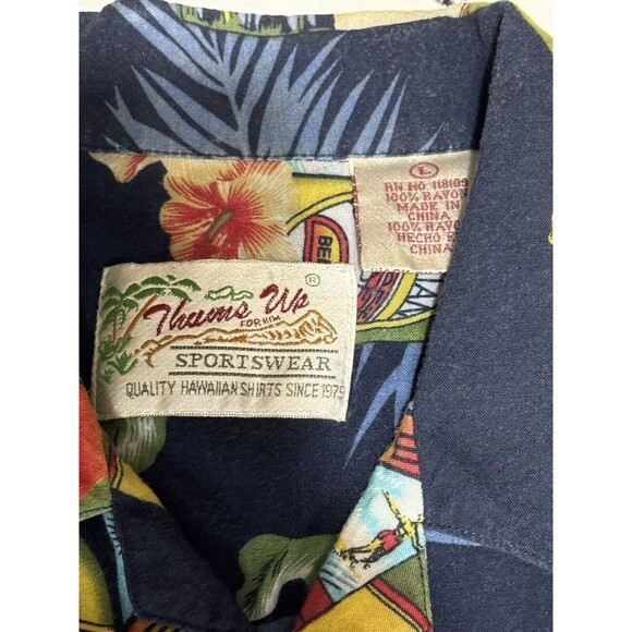 Thums Up Sportswear Vintage Hawaiian Shirt Mens Size‎ Large Beer Vacation Top - Picture 6 of 8